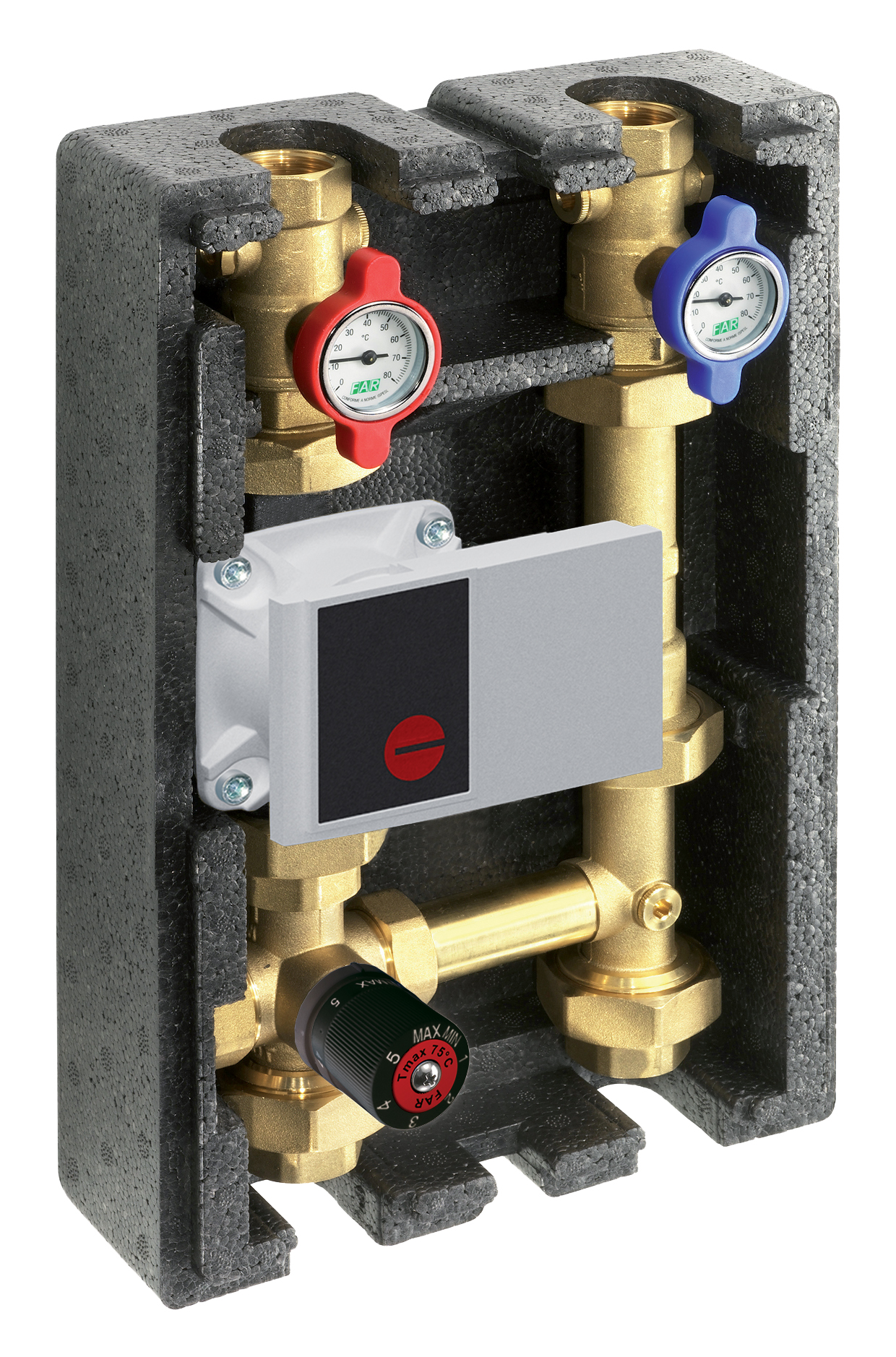 ГБМ 1" с термосмесит.40-75град, в теплоизоляции, под насос 180 мм,