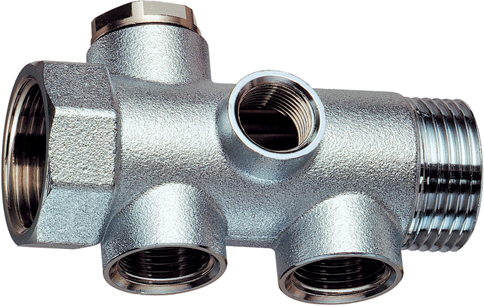 Хромированный узел-переходник  1" НР-ВР с 4 отв.