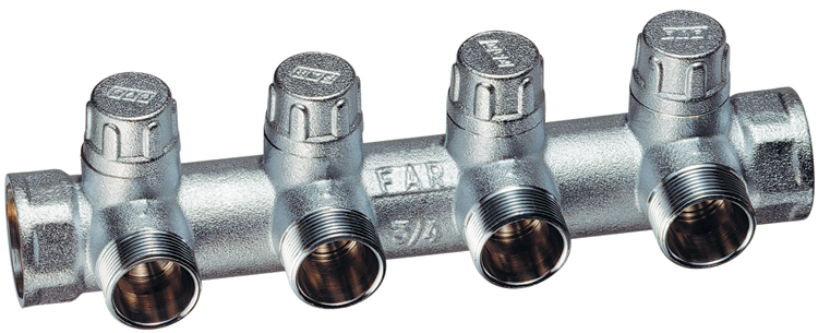 Запорный коллектор 3/4" ВР-ВР с 4 отводами М24х19