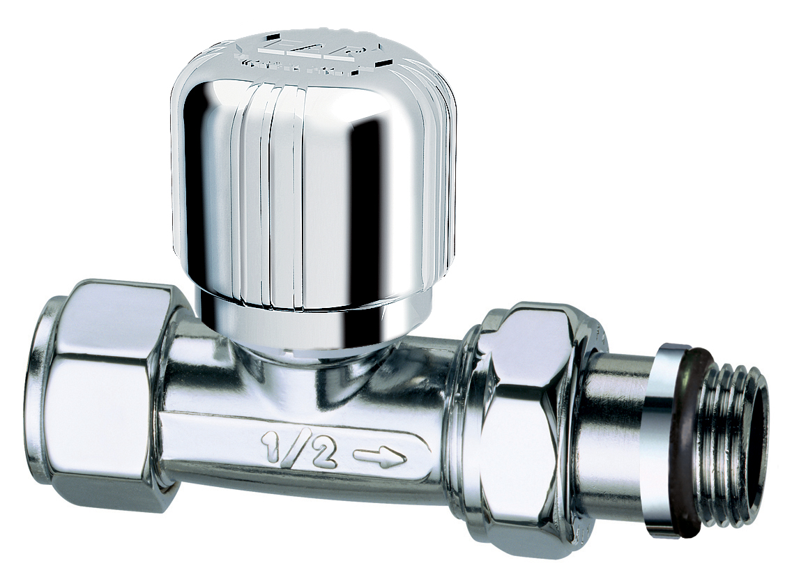 Вентиль прямой термостат. серебро, М24х19, 1/2" EPDM