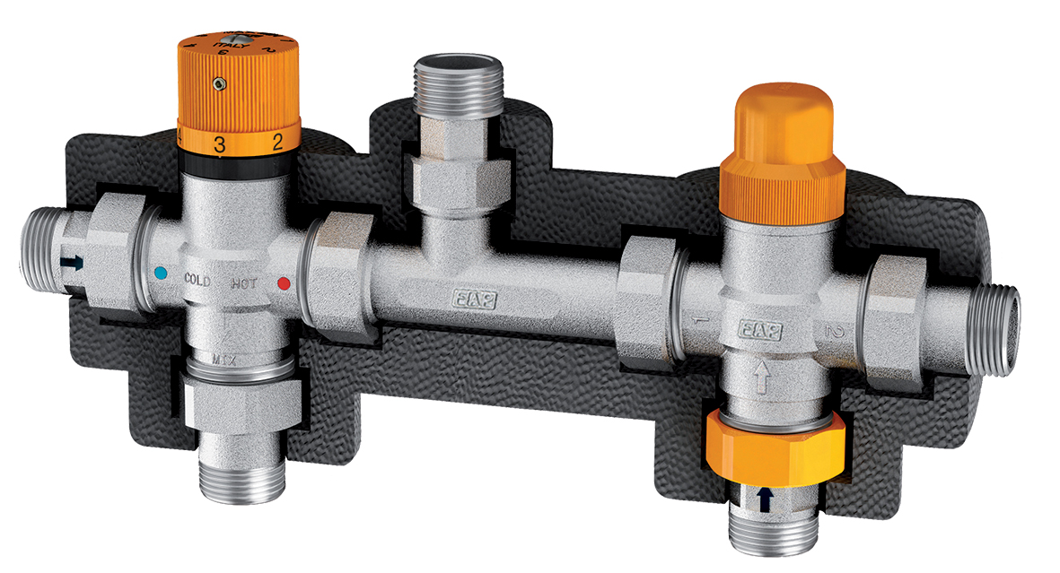 Узел с термосмесителем и термоклапан (const t=45) , 3/4"