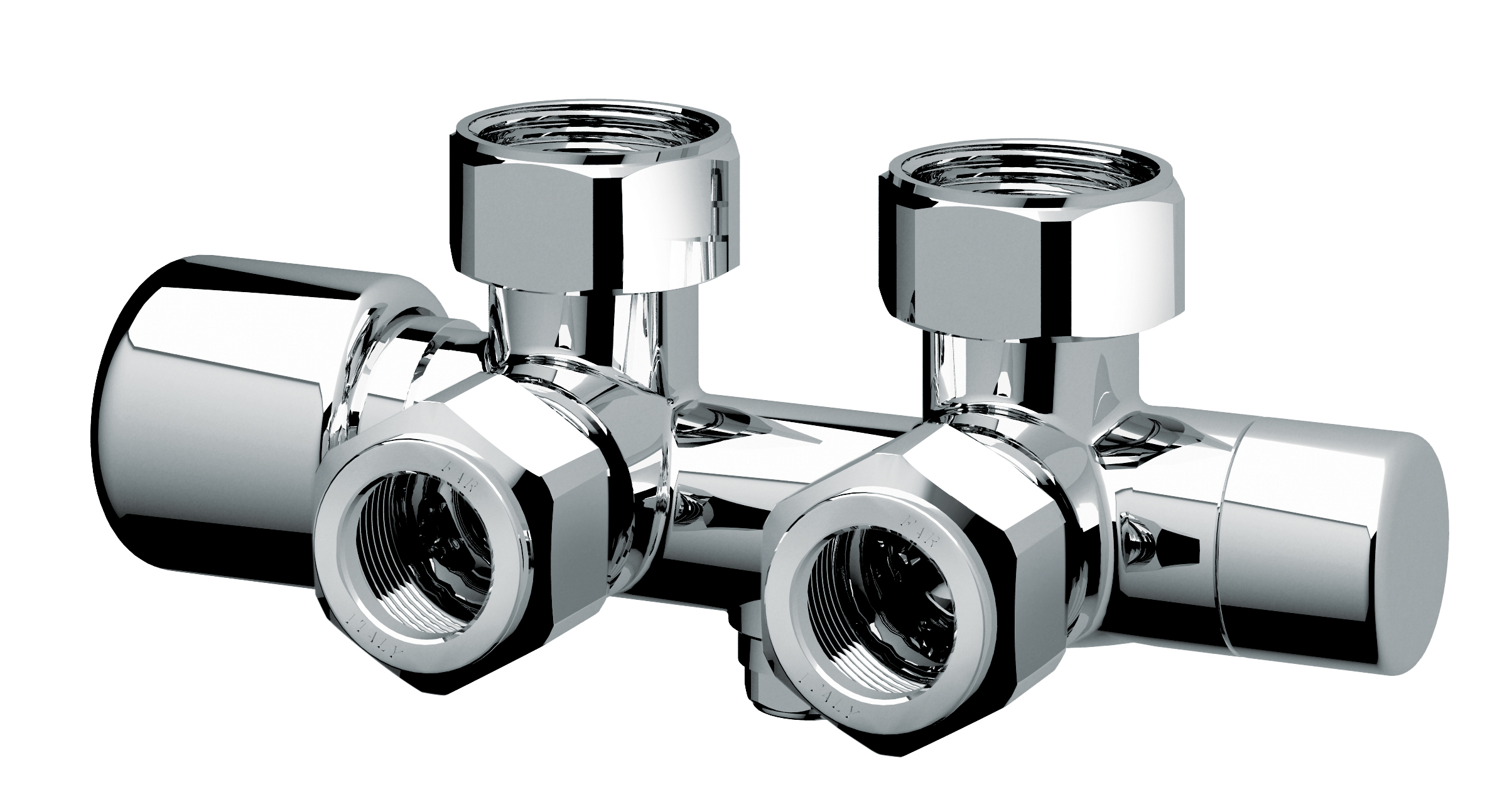 Н-обр. белый узел с термо.и зап.клапанами, угл., M24х19 - 3/4"ВР