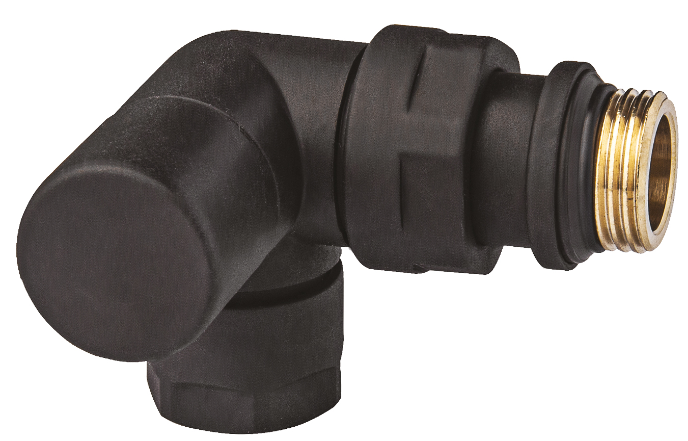 Вентиль запорн.трехосев.левостор. 1/2" гайка М24х19, черн. матов.