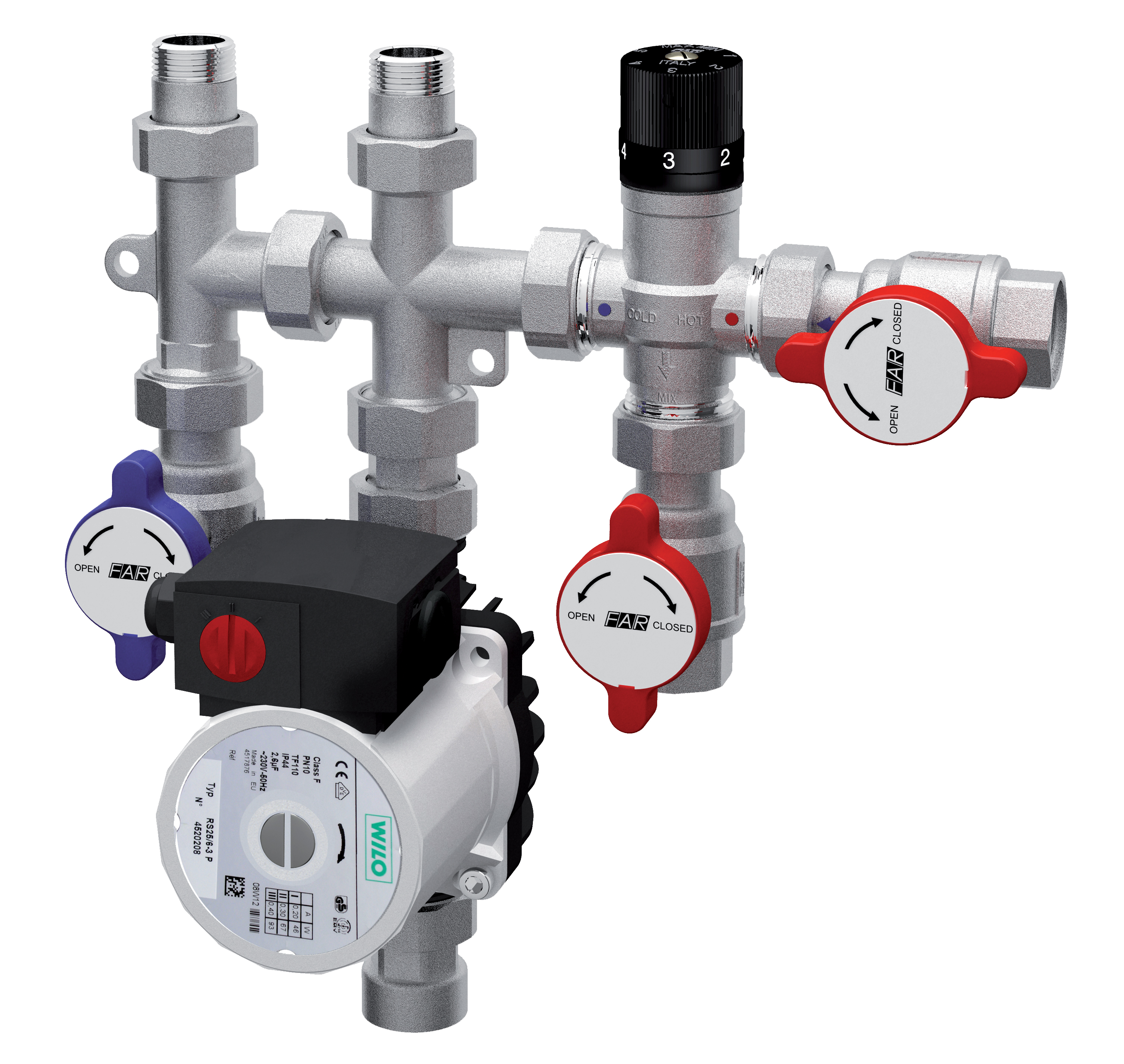 Группа смешения для ГВС с рециркуляции, 3/4" с насосом