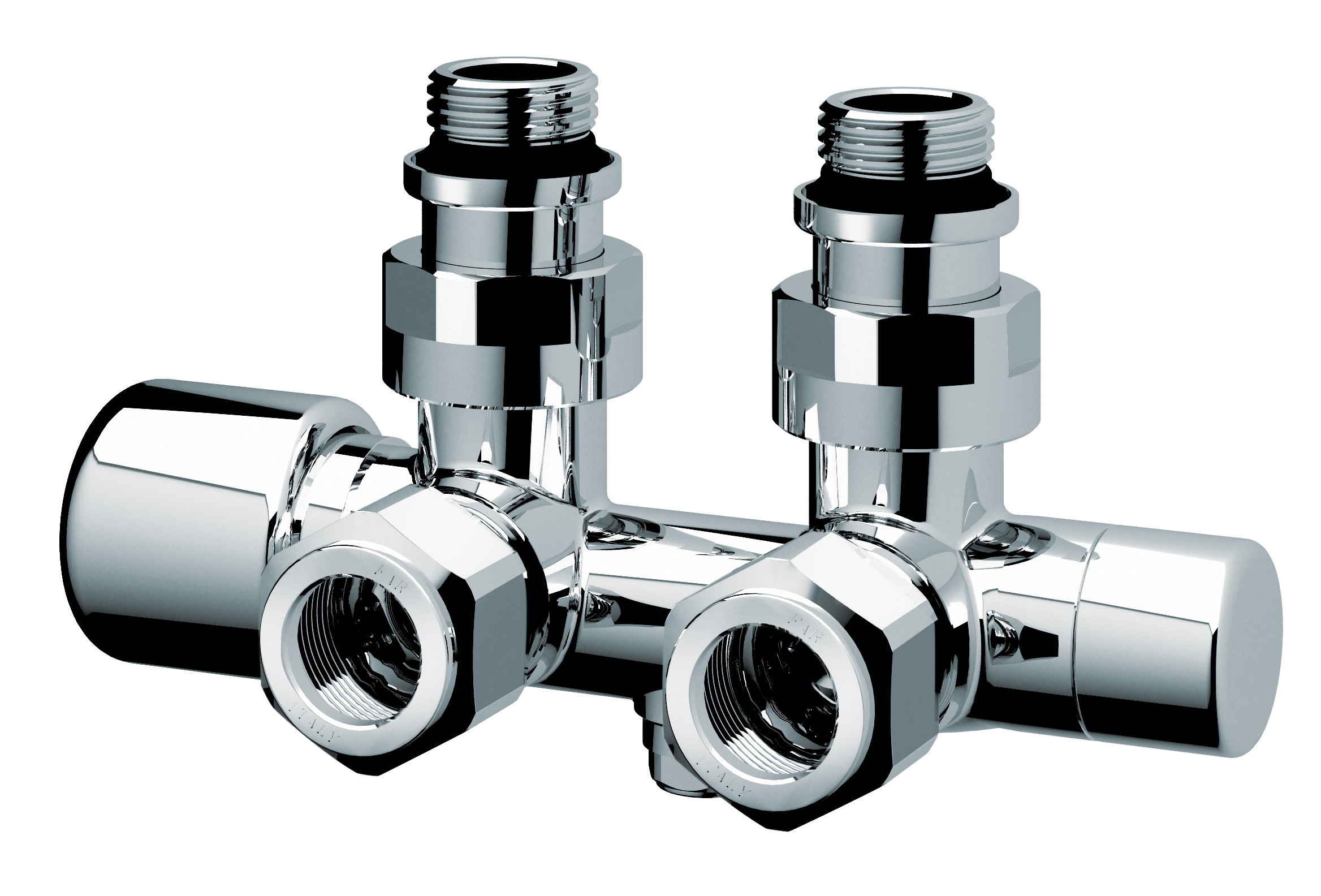 Н-узел с термо.и зап.клапанами, угл., М24х19 - 1/2"НР, черный