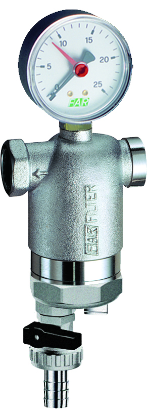 Фильтр 300мкм, с магн.встав., с манометром,  Max: 95 °C, 25 бар,  3/4" ВР