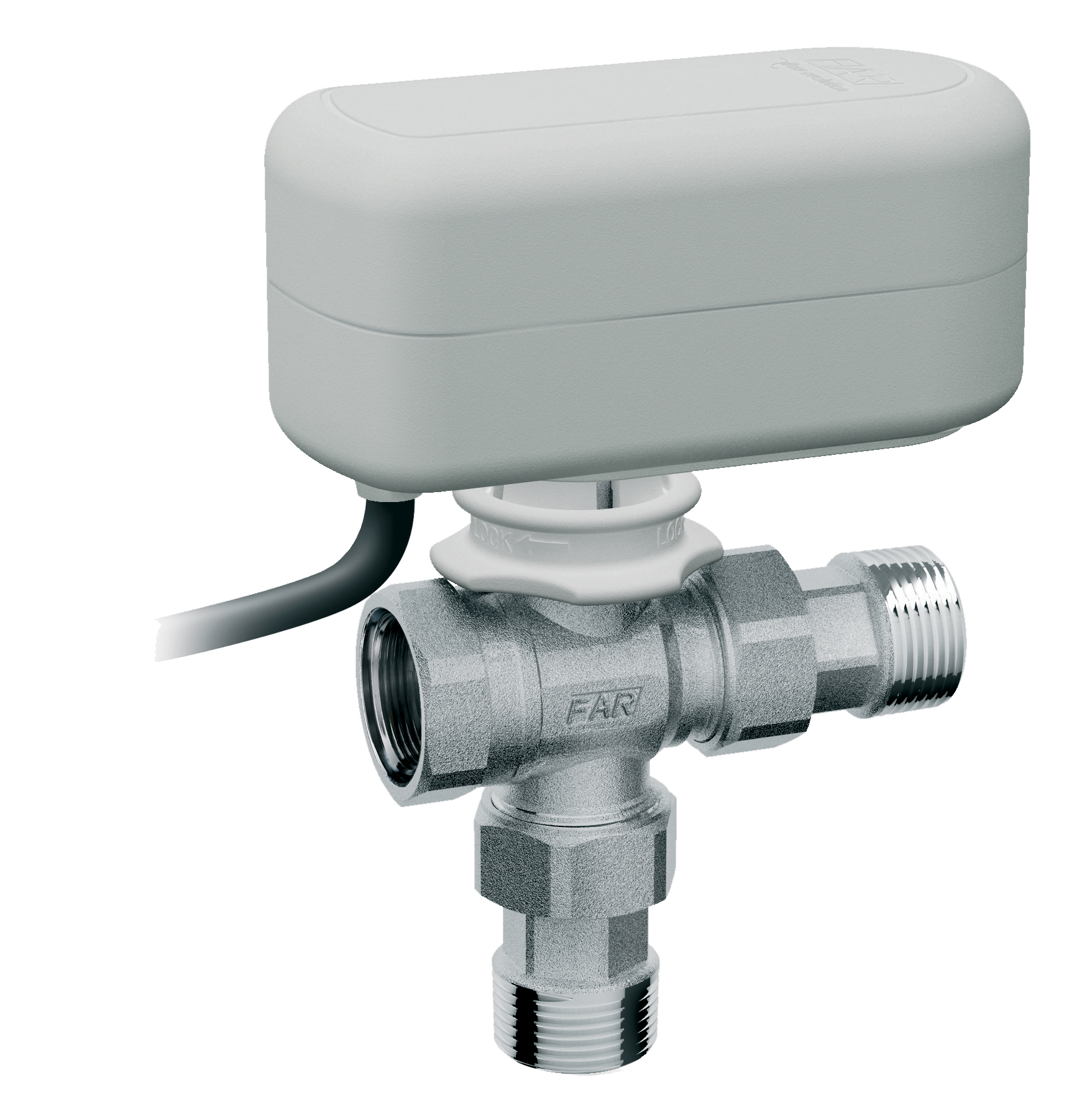 3-х ход. кран, 4,2 куб.м/ч,  1/2" ВР-американки, с приводом арт.3070 (40сек, 220В)