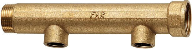 Коллектор 1 1/2" (ВР-НР) с 2 отв. 3/4" ВР(межосев. 100 мм)