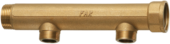 Коллектор 1" (ВР-НР) с 2 отв. 1/2" НР (межосев. 100 мм)