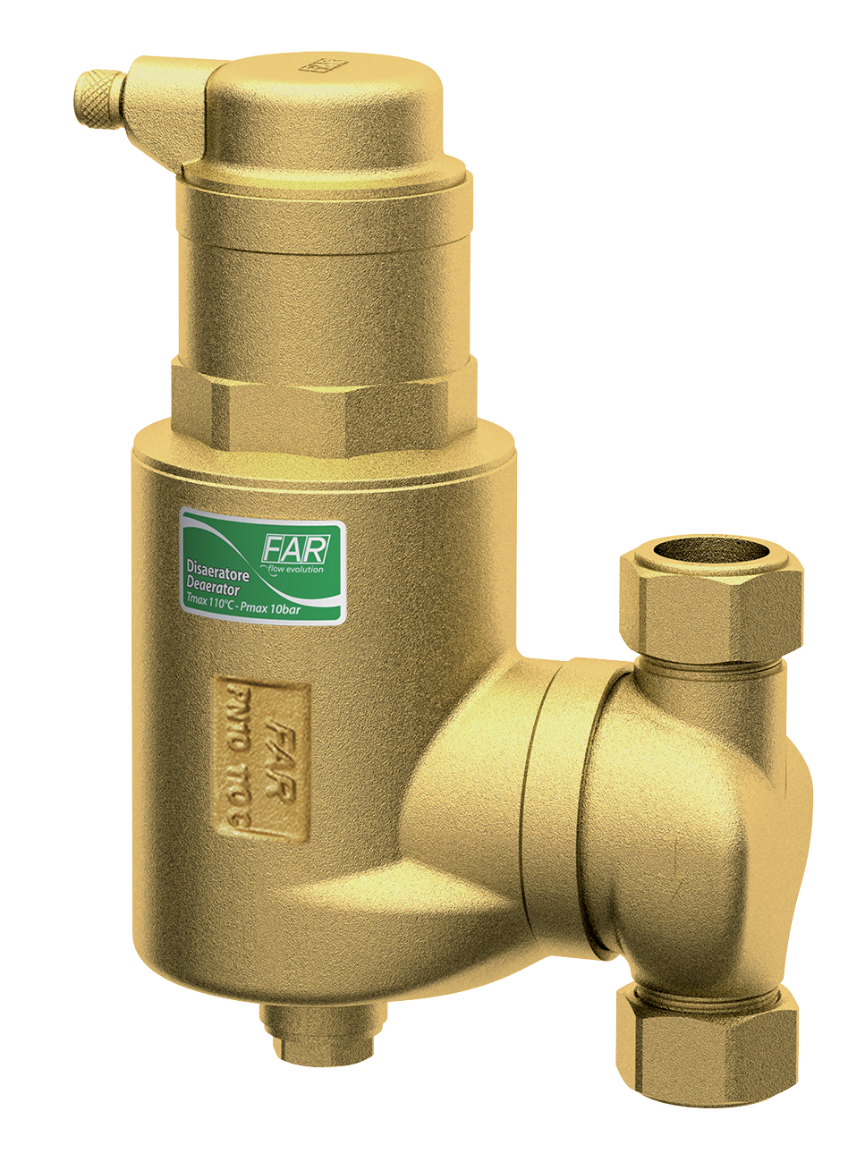 Деаэратор с поворот. соед. 3/4"(kv=8,7 куб.м/ч), с концовками под мед.труб.22мм