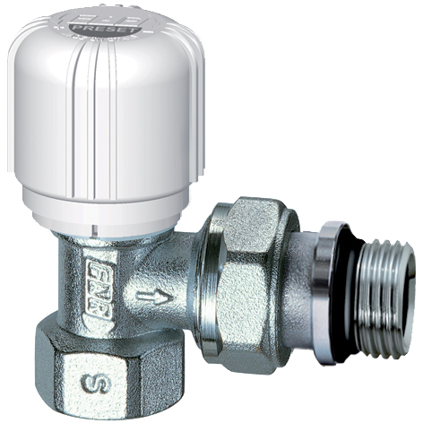 Вентиль термостат. угловой с преднастройкой 3/4"ВР, EPDM