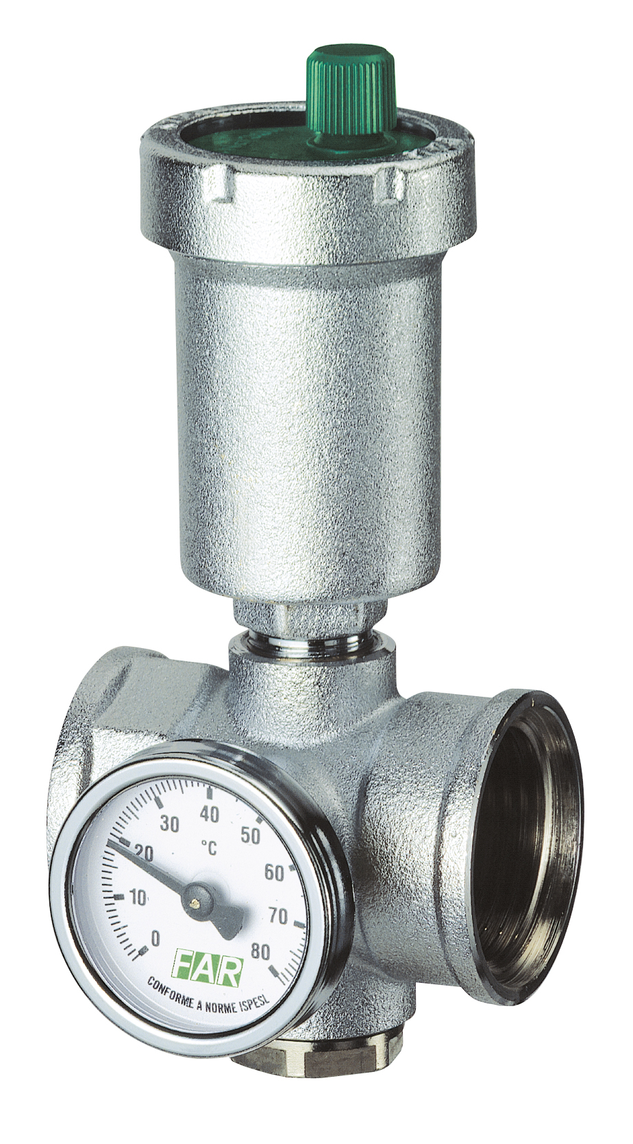 Хром.узел 1 1/2"(ВР) с авт.воздухоотв., термометром (0-80) и заглушкой