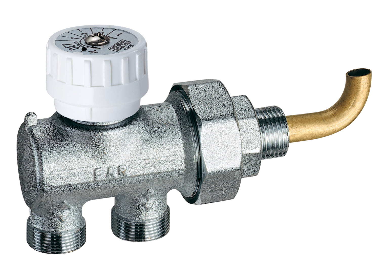 Регулир.  узел нижн.подкл. с изогнутым зондом (для 2 панельных радиаторов)