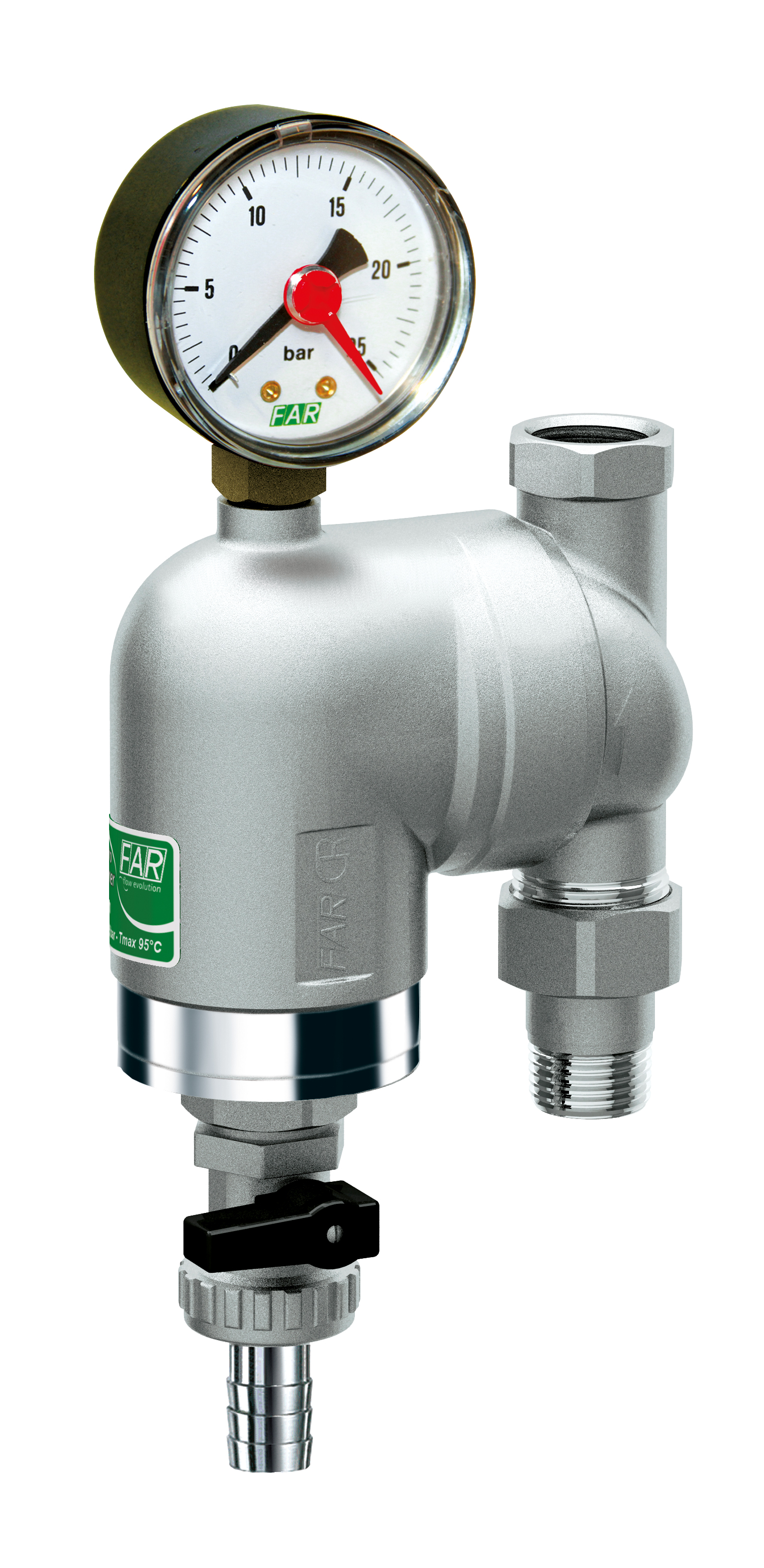 Фильтр 100мкм, с манометром,  Max: 95 °C, 25 бар. Поворотное соединение 1" ВР-НР