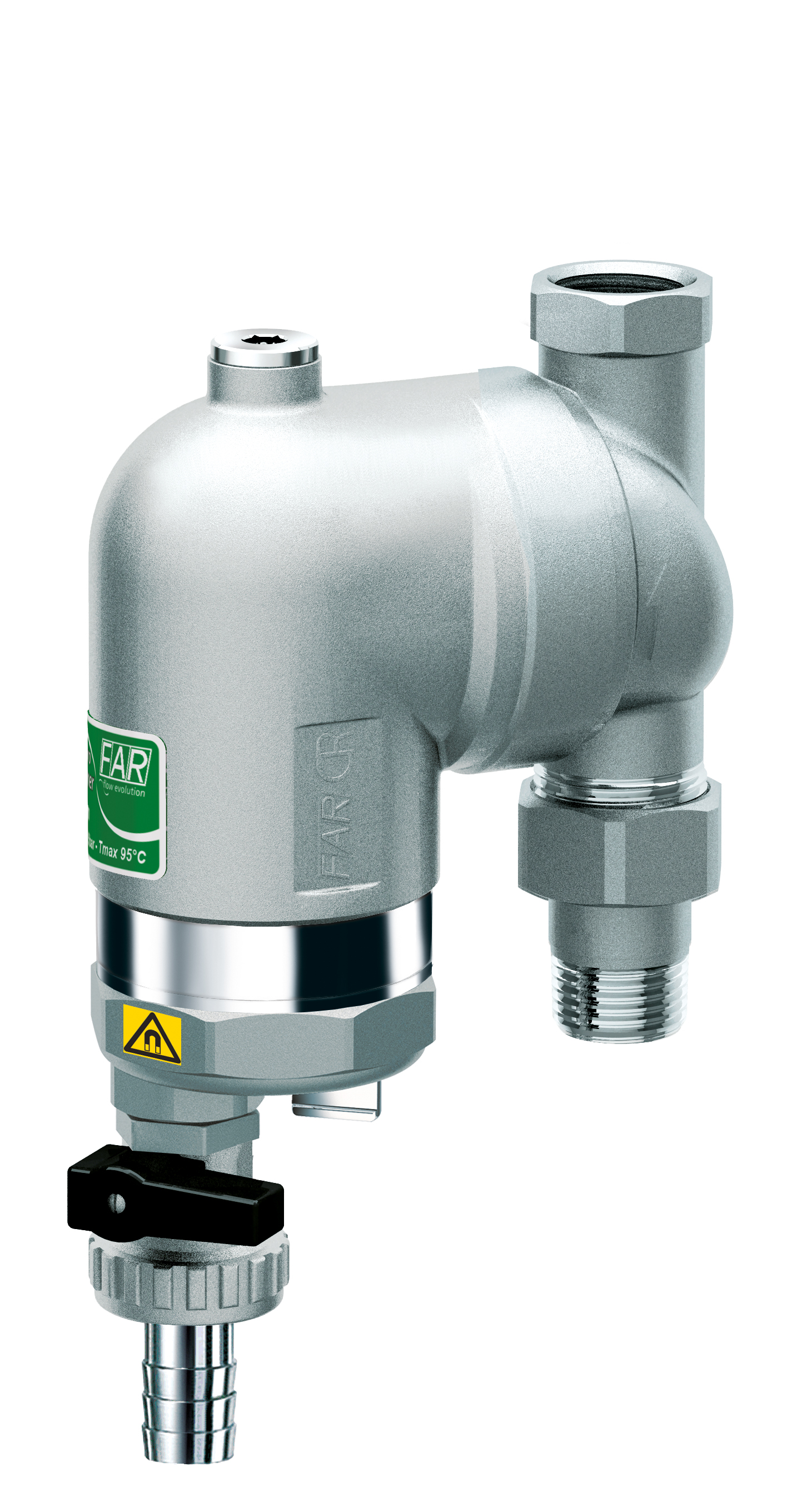 Фильтр 100мкм, с магн.встав., под манометр,  Max: 95 °C, 25 бар, поворот.соед. 1/2" ВР-НР