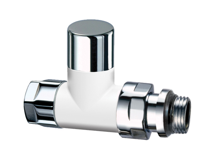 Вентиль запор.прям. 1/2", гайка М24х19 бел.глянц.