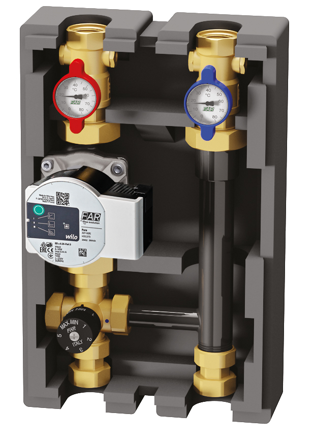 ГБМ 1" с термосмесит.18-55град, в теплоизоляции, под насос 180 мм,