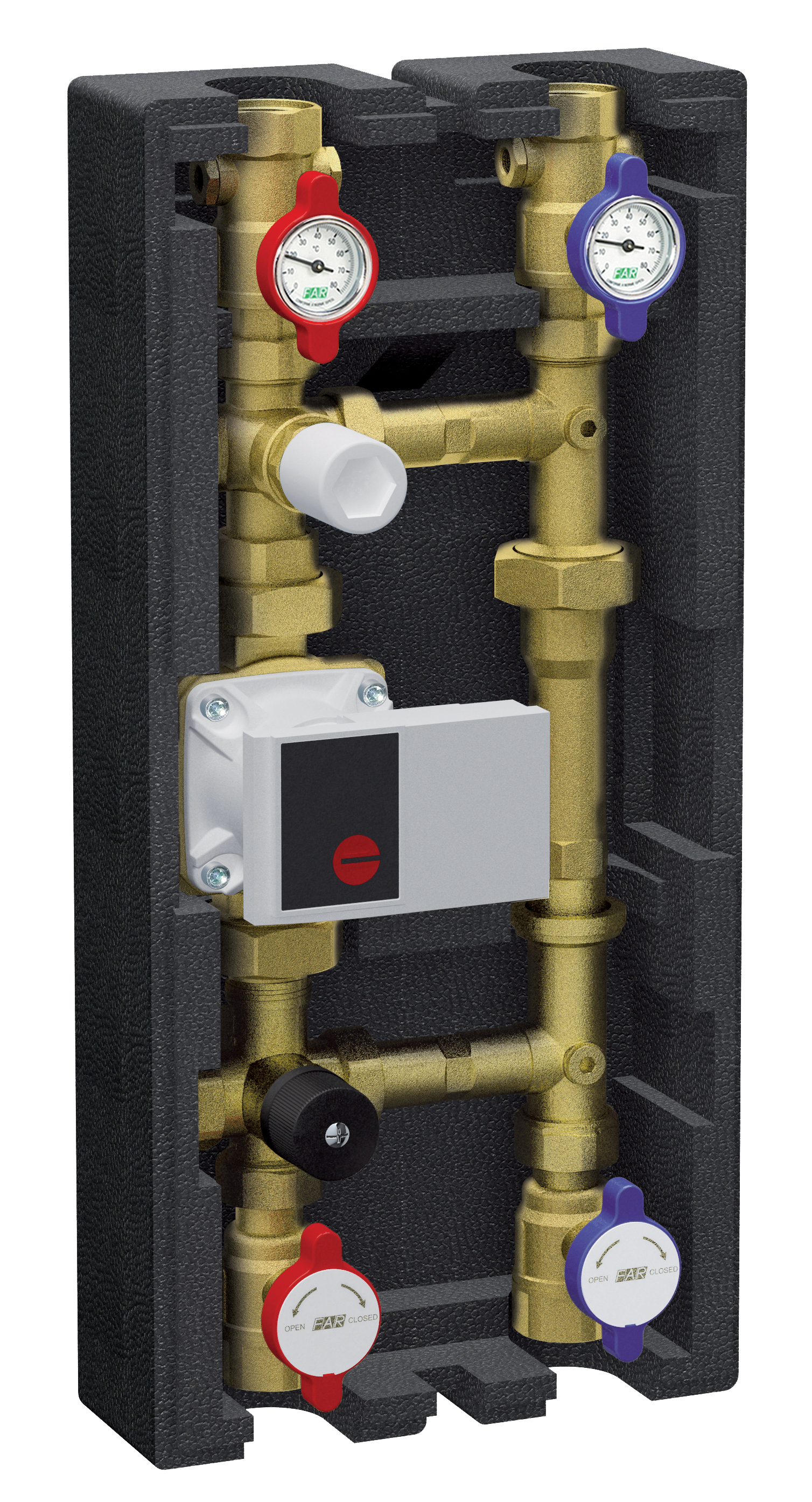 ГБМ 1" в теплоизоляции, с термосмесителем, перепускным клапаном и насосом класса А (130 mm, 1-7м.)