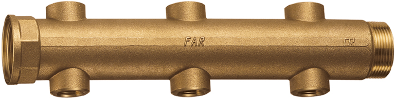 Коллектор 1 1/2" (ВР-НР) с 6 отв. 3/4" ВР (межосев. 100 мм)