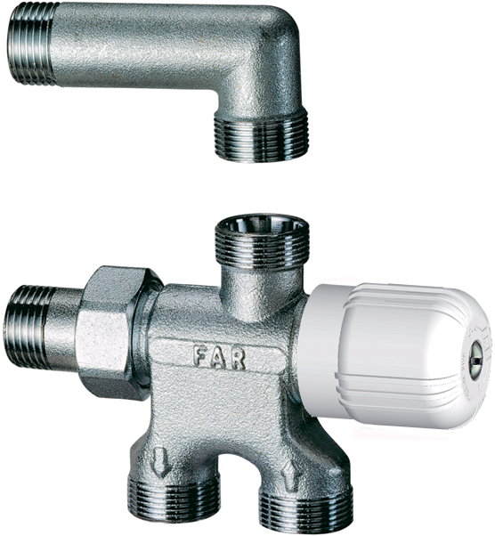 Регулир. узел нижн. подкл. с верх. угольником , к радиатору 1/2" (для 1-х систем)