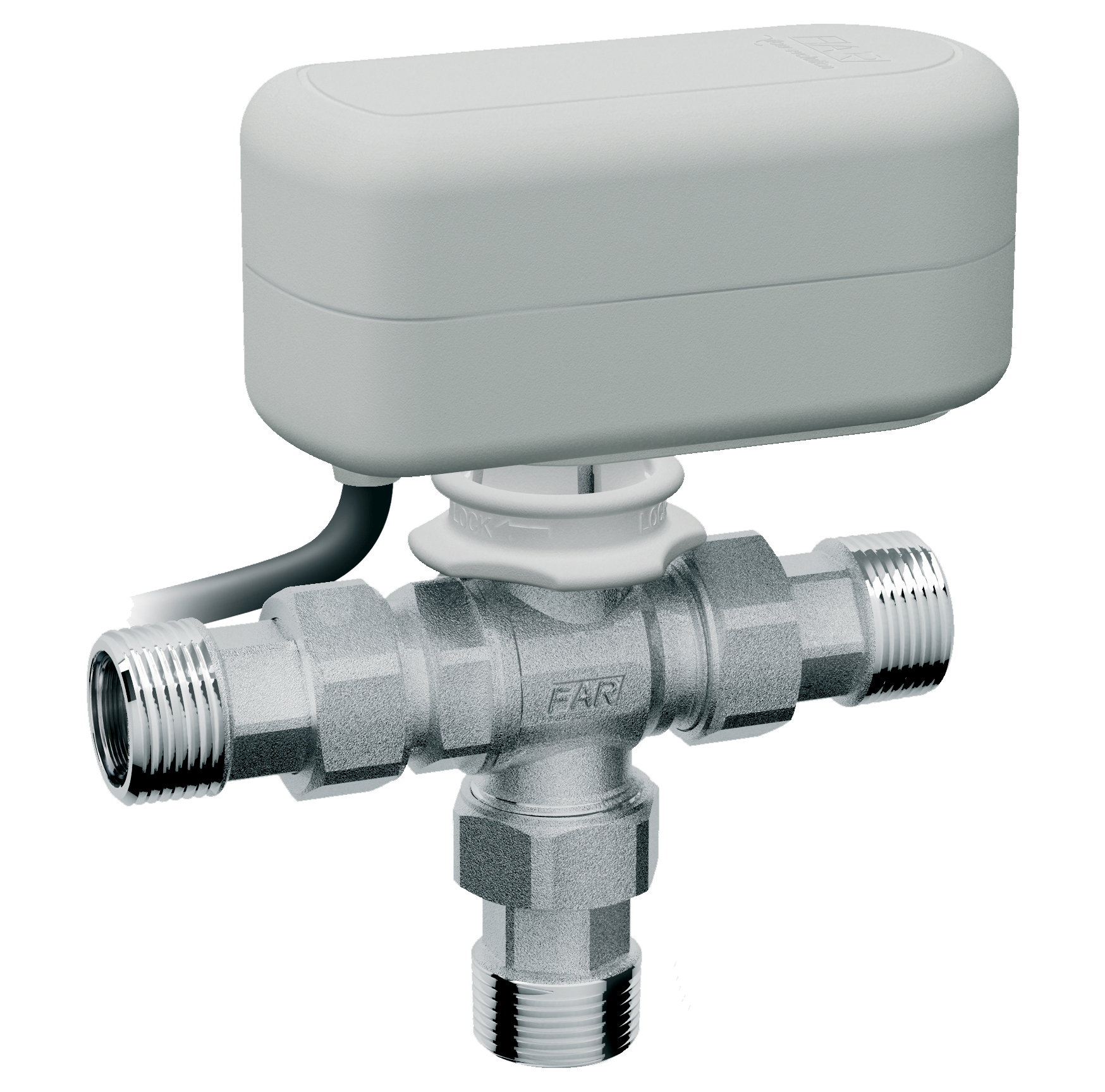 3-х ход. кран, 9 куб.м/ч,  1" американки, с приводом арт.3070 (40сек, 220В)