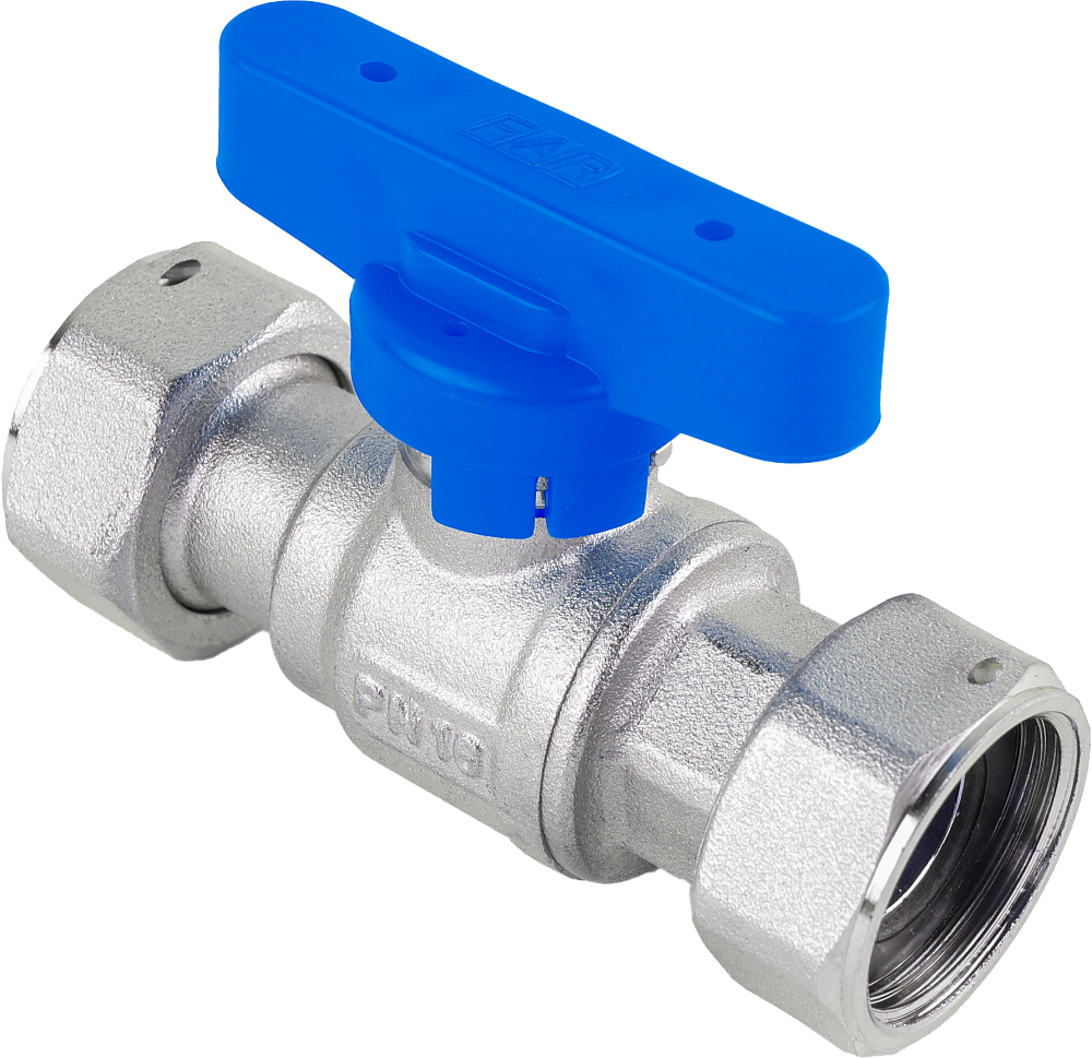 Шаровой кран хромир. 3/4' НР-накидн.гайка, (бабочка, син.)