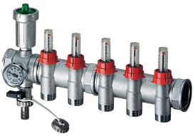 Коллекторы запорно-балансировочные с расходомерами и сервис группой, отводы М24х19