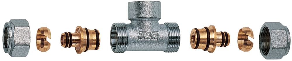 Тройник 1/2"(ВР) с 2 концовками для м/п труб 16х2