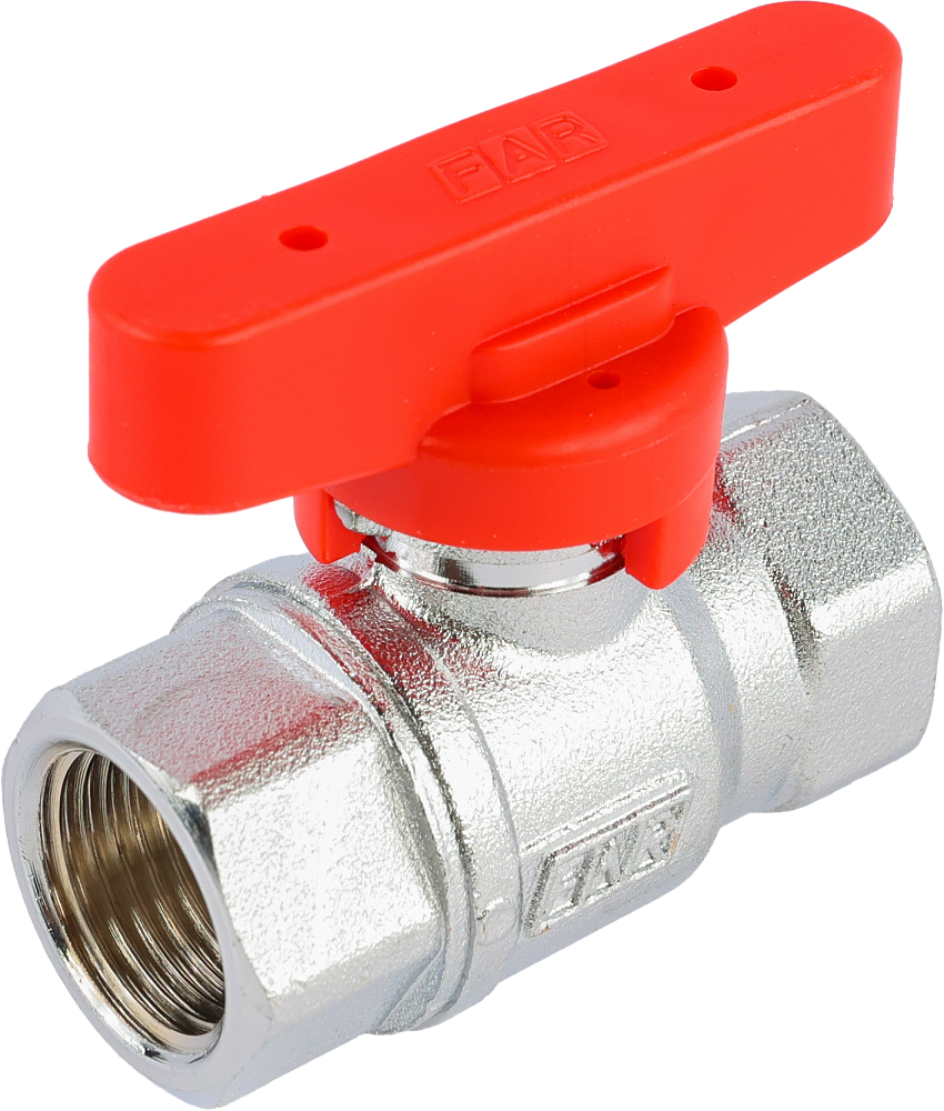Кран шаровой FAR 1/2", ВР, красная бабочка, хром